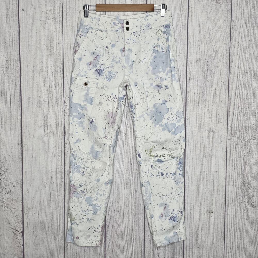 Anthropologie The Wandererer Paint Splatter Boho Cargo Pants White - Size 26
